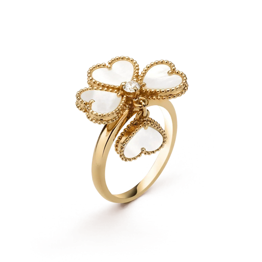 [⭐Aura]SWEET CLOVER WHITE MOP RING