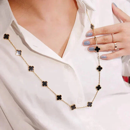 [⭐Aura]CLOVER 20 MOTIFS ONYX NECKLACE