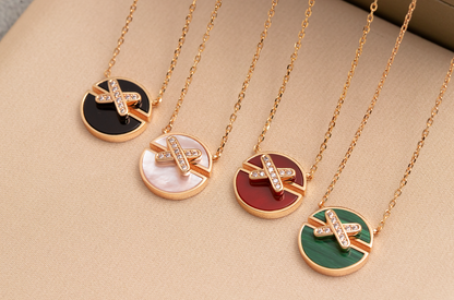 [⭐Aura]JEUX DE PINK GOLD DIAMOND NECKLACE