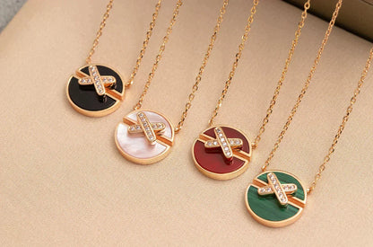 [⭐Aura]JEUX DE ROSE GOLD DIAMOND NECKLACE