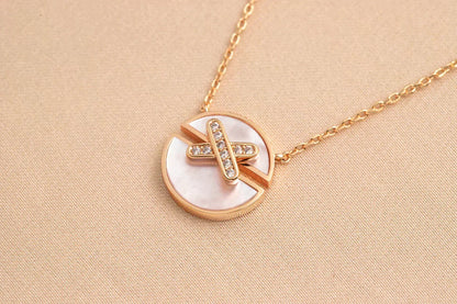 [⭐Aura]JEUX DE ROSE GOLD DIAMOND NECKLACE