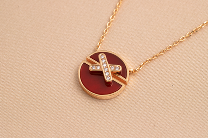[⭐Aura]JEUX DE PINK GOLD DIAMOND NECKLACE