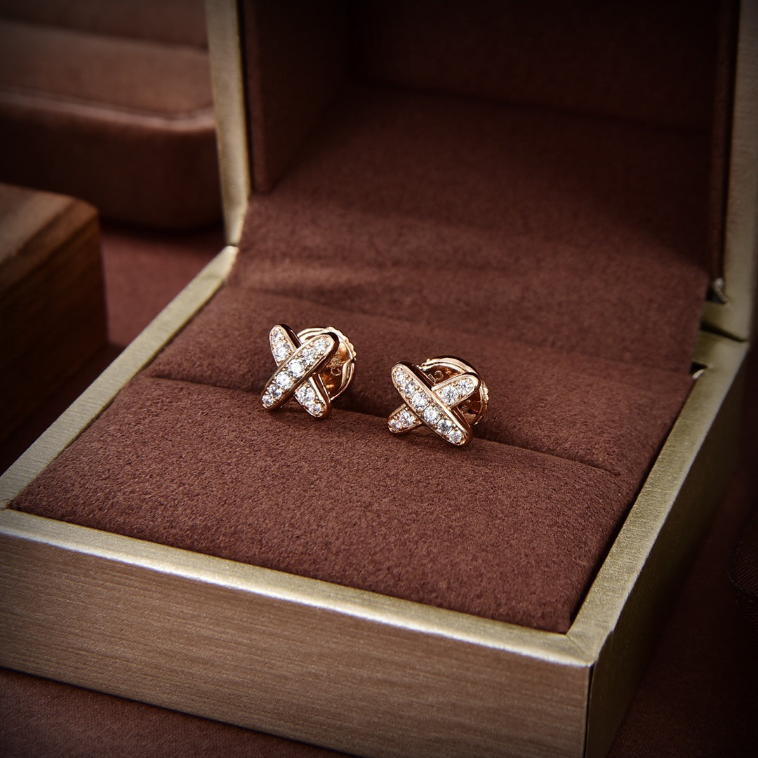 [⭐Aura]JEUX DE GOLD DIAMOND EARRINGS