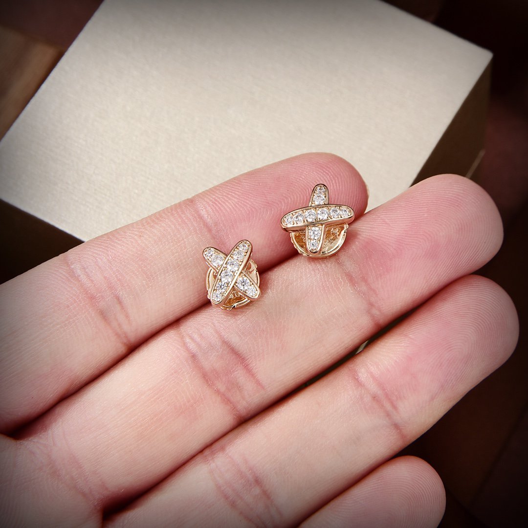 [⭐Aura]JEUX DE GOLD DIAMOND EARRINGS