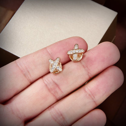 [⭐Aura]JEUX DE GOLD DIAMOND EARRINGS
