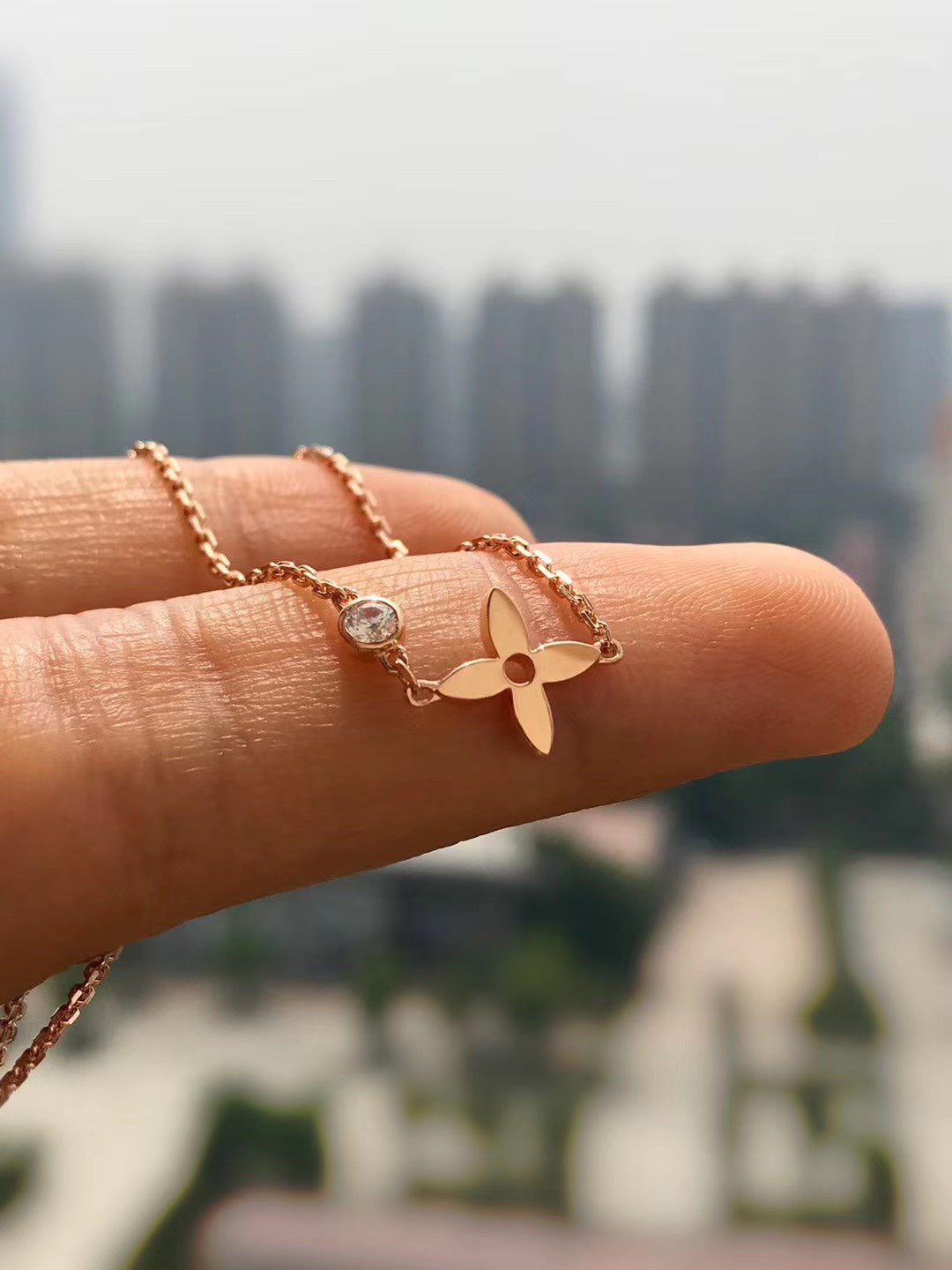 [⭐Aura]BLOSSOM PENDANT PINK GOLD AND DIAMOND