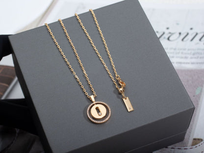 [⭐Aura]Demo MOVE PM NECKLACE PINK GOLD DIAMOND
