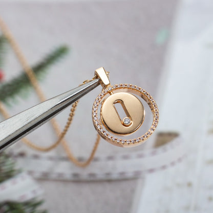 [⭐Aura]Demo MOVE PM NECKLACE PINK GOLD DIAMOND