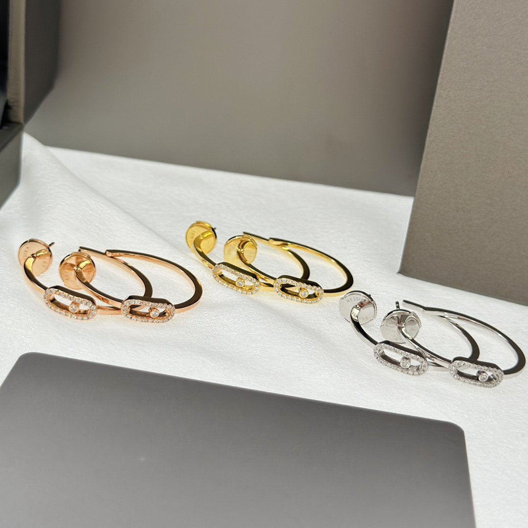 [⭐Aura]CREOLES MOVE UNO PM DIAMOND EARRINGS