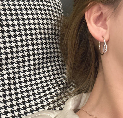 [⭐Aura]CREOLES MOVE UNO PM DIAMOND EARRINGS