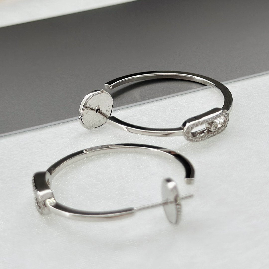 [⭐Aura]CREOLES MOVE UNO PM DIAMOND EARRINGS
