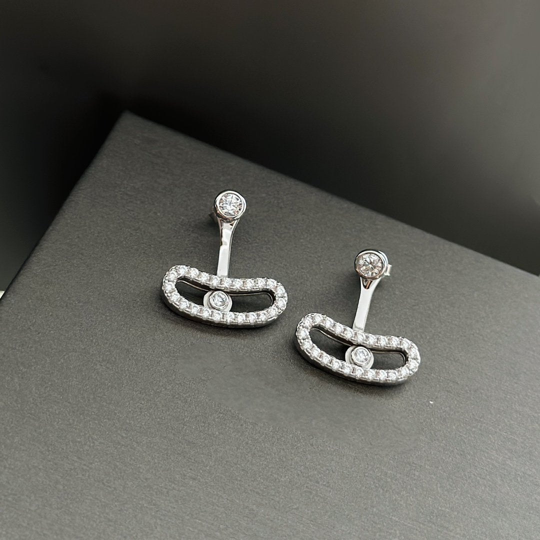 [⭐Aura]MOVE UNO SILVER DIAMOND EARRINGS