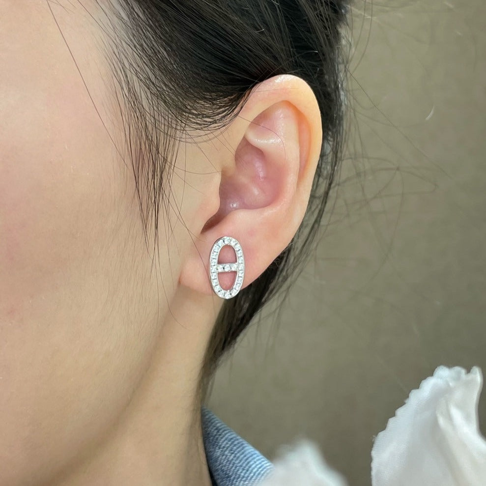 [⭐Aura]HM FULL DIAMOND PIG NOSE STUD EARRINGS
