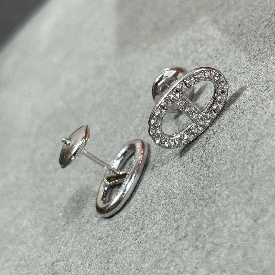 [⭐Aura]HM FULL DIAMOND PIG NOSE STUD EARRINGS