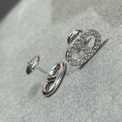 [⭐Aura]HM FULL DIAMOND PIG NOSE STUD EARRINGS