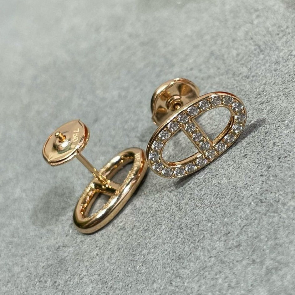 [⭐Aura]HM FULL DIAMOND PIG NOSE STUD EARRINGS