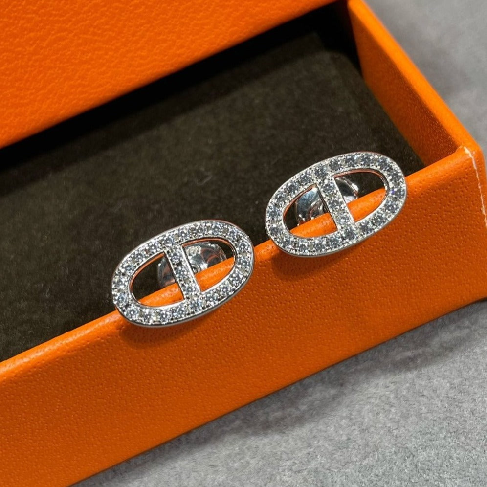 [⭐Aura]HM FULL DIAMOND PIG NOSE STUD EARRINGS