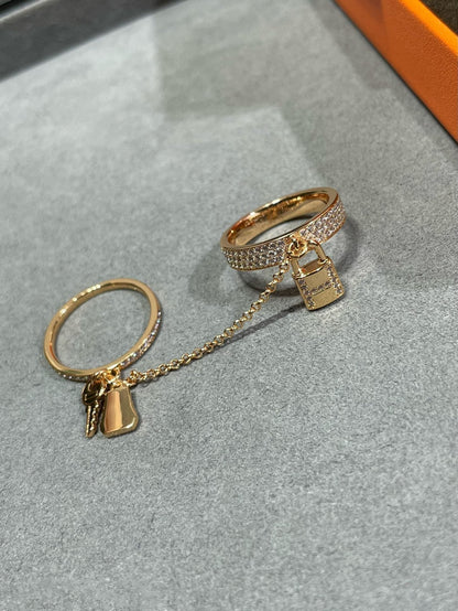 [⭐Aura]HM KELLY CLOCHETTE DOUBLE RING IN  WITH DIAMONDS