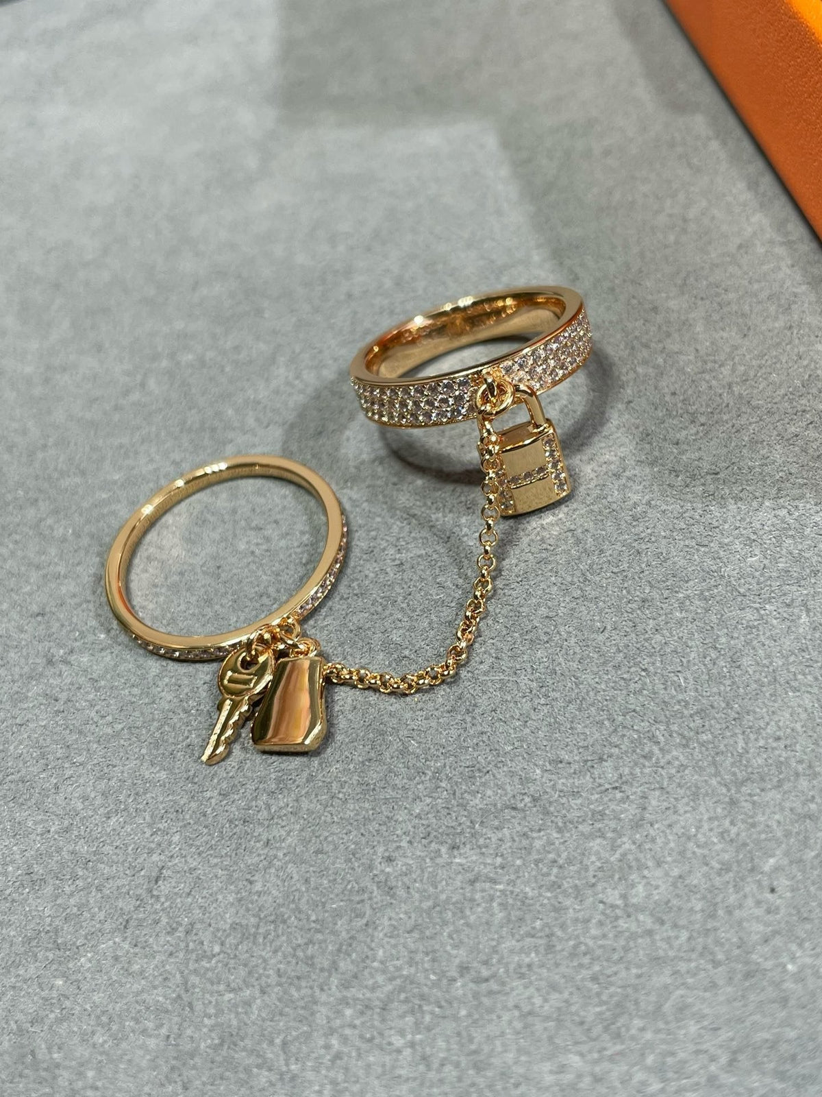 [⭐Aura]HM KELLY CLOCHETTE DOUBLE RING IN  WITH DIAMONDS