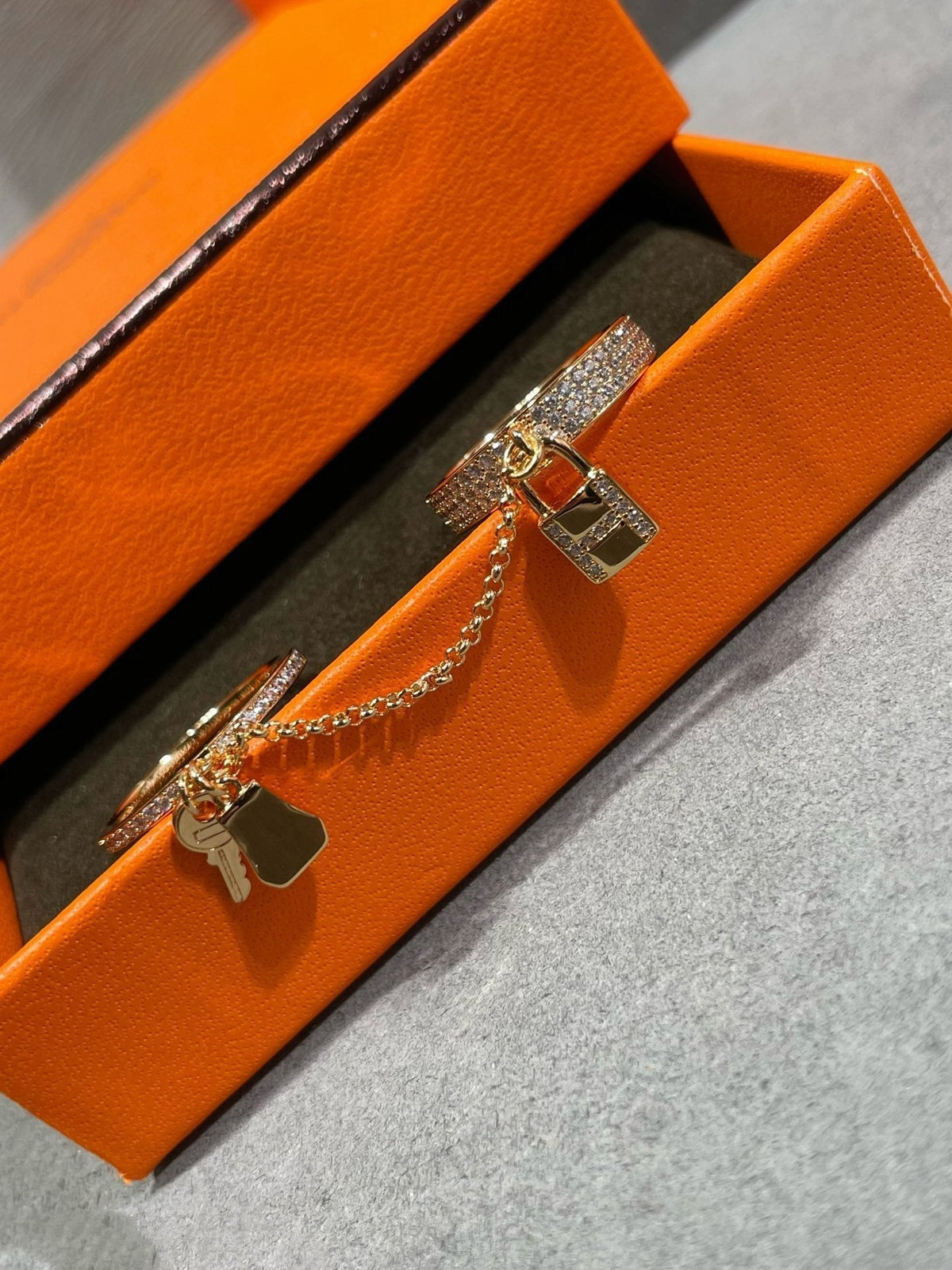 [⭐Aura]HM KELLY CLOCHETTE DOUBLE RING IN  WITH DIAMONDS