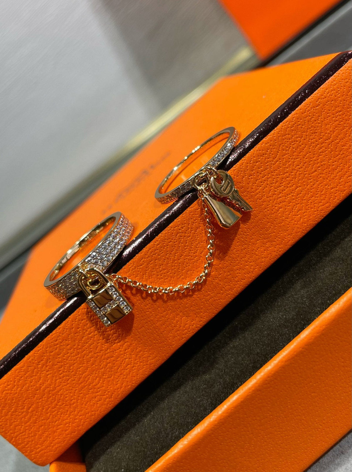 [⭐Aura]HM KELLY CLOCHETTE DOUBLE RING IN  WITH DIAMONDS