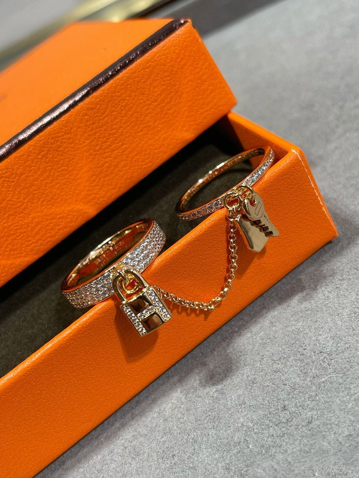 [⭐Aura]HM KELLY CLOCHETTE DOUBLE RING IN  WITH DIAMONDS