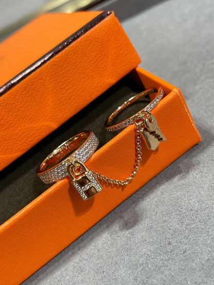 [⭐Aura]HM KELLY CLOCHETTE DOUBLE RING IN  WITH DIAMONDS