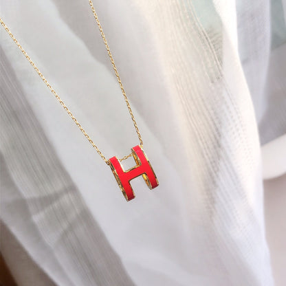 [⭐Aura]HM CLIC RED ENAMEL GOLD NECKLACE