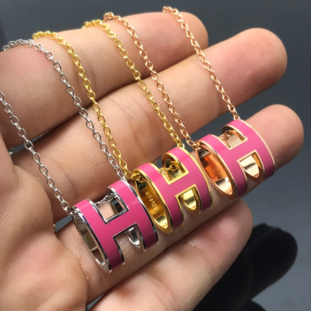 [⭐Aura]H NECKLACE PINK