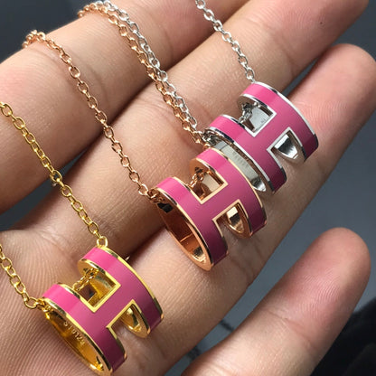 [⭐Aura]H NECKLACE PINK