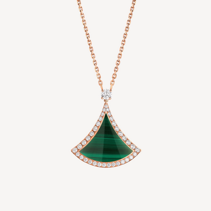 [⭐Aura]DREAM MALACHITE DIAMOND PAVED PINK GOLD NECKLACE