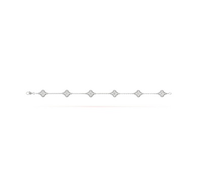 [⭐Aura]CLOVER 6 MOTIF SILVER DIAMOND BRACELET