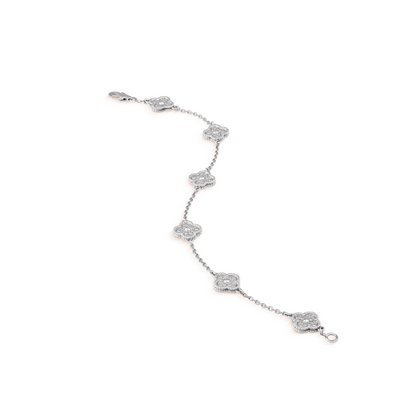 [⭐Aura]CLOVER 6 MOTIF SILVER DIAMOND BRACELET