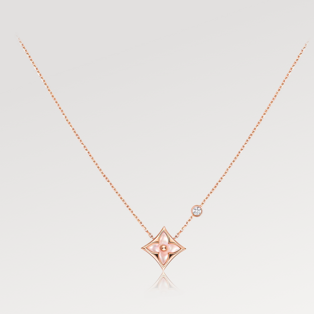 [⭐Aura]STAR PINK MOP 1 DIAMOND PINK GOLD NECKLACE