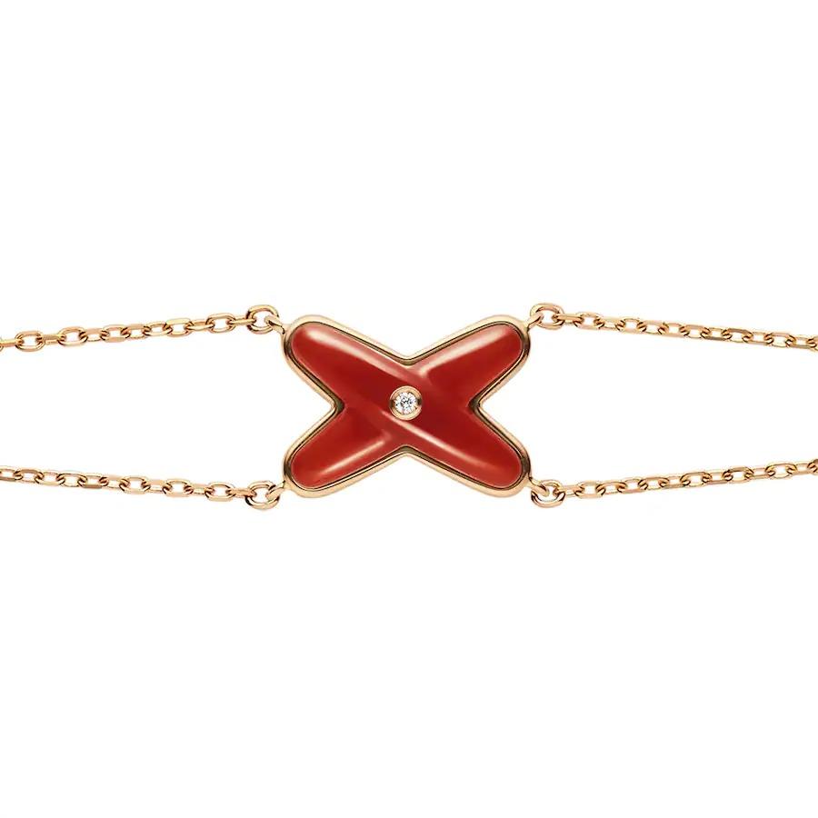 [⭐Aura]JEUX BRACELET CARNELIAN PINK GOLD 1 DIAMOND