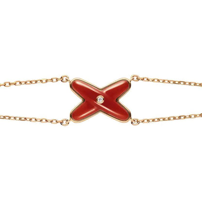 [⭐Aura]JEUX BRACELET CARNELIAN PINK GOLD 1 DIAMOND