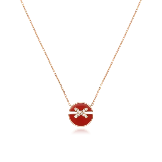 [⭐Aura]JEUX DE ROSE GOLD DIAMOND NECKLACE