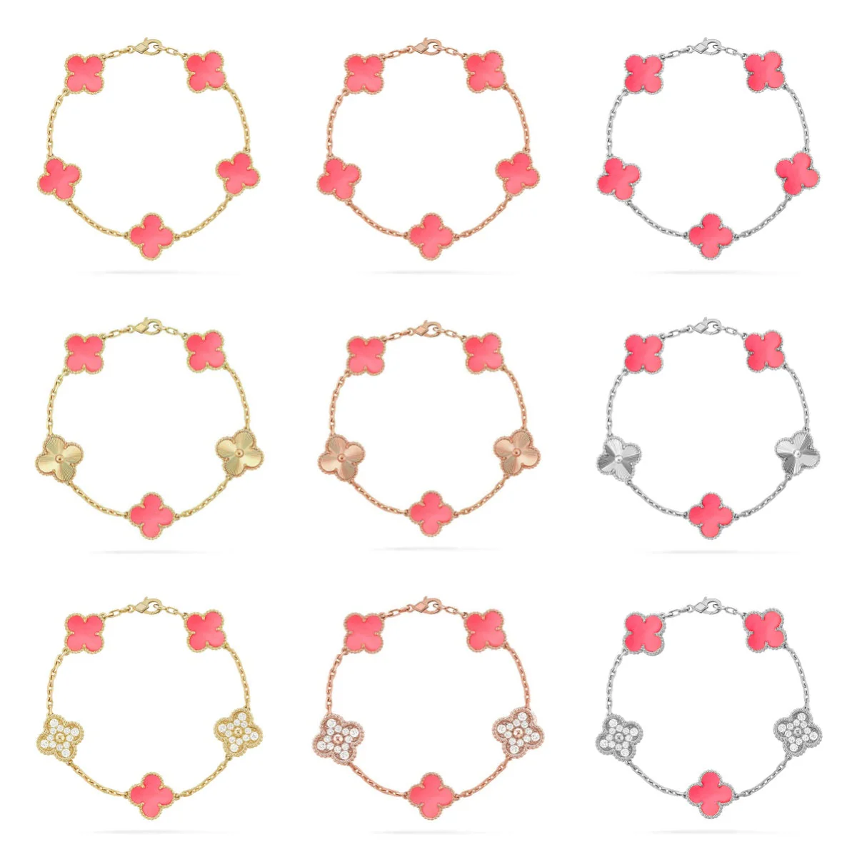 [⭐Aura] CLOVER 5 MOTIFS  PINK MOP BRACELET COLLECTION