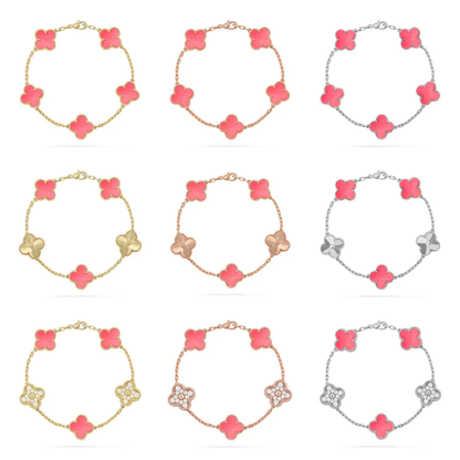 [⭐Aura] CLOVER 5 MOTIFS  PINK MOP BRACELET COLLECTION