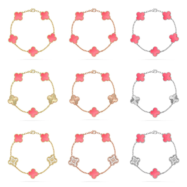 [⭐Aura] CLOVER 5 MOTIFS  PINK MOP BRACELET COLLECTION