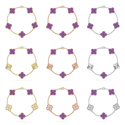 [⭐Aura] CLOVER 5 MOTIF VIOLET BRACELET COLLECTION