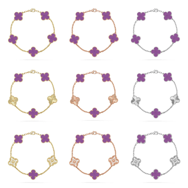 [⭐Aura] CLOVER 5 MOTIF VIOLET BRACELET COLLECTION