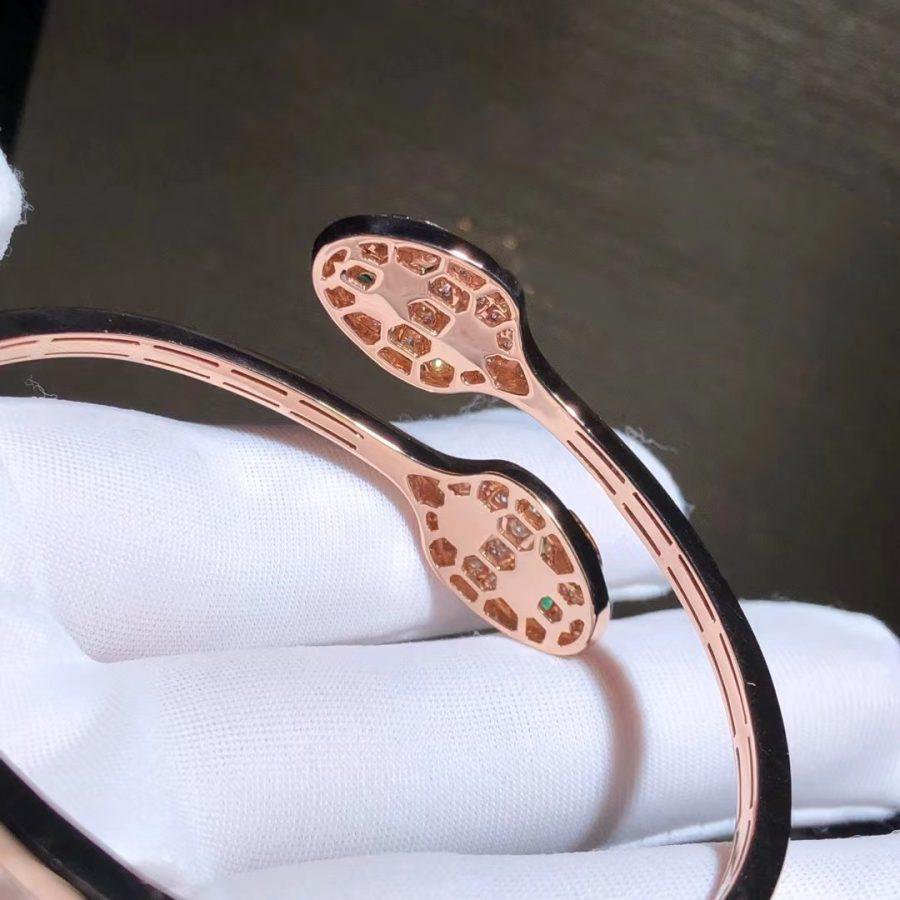 [⭐Aura]SERPENTI BRACELET PINK GOLD MALACHITE DIAMOND DOUBLE SNAKE