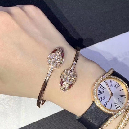 [⭐Aura]SERPENTI BRACELET PINK GOLD DIAMOND DOUBLE SNAKE