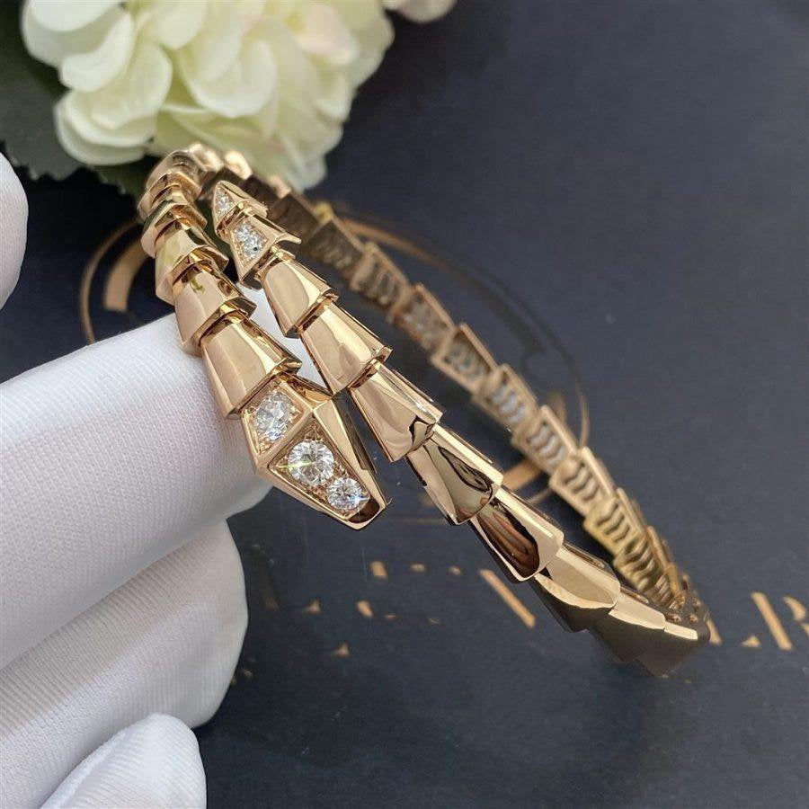[⭐Aura]SERPENTI BRACELET DIAMONDS PINK GOLD