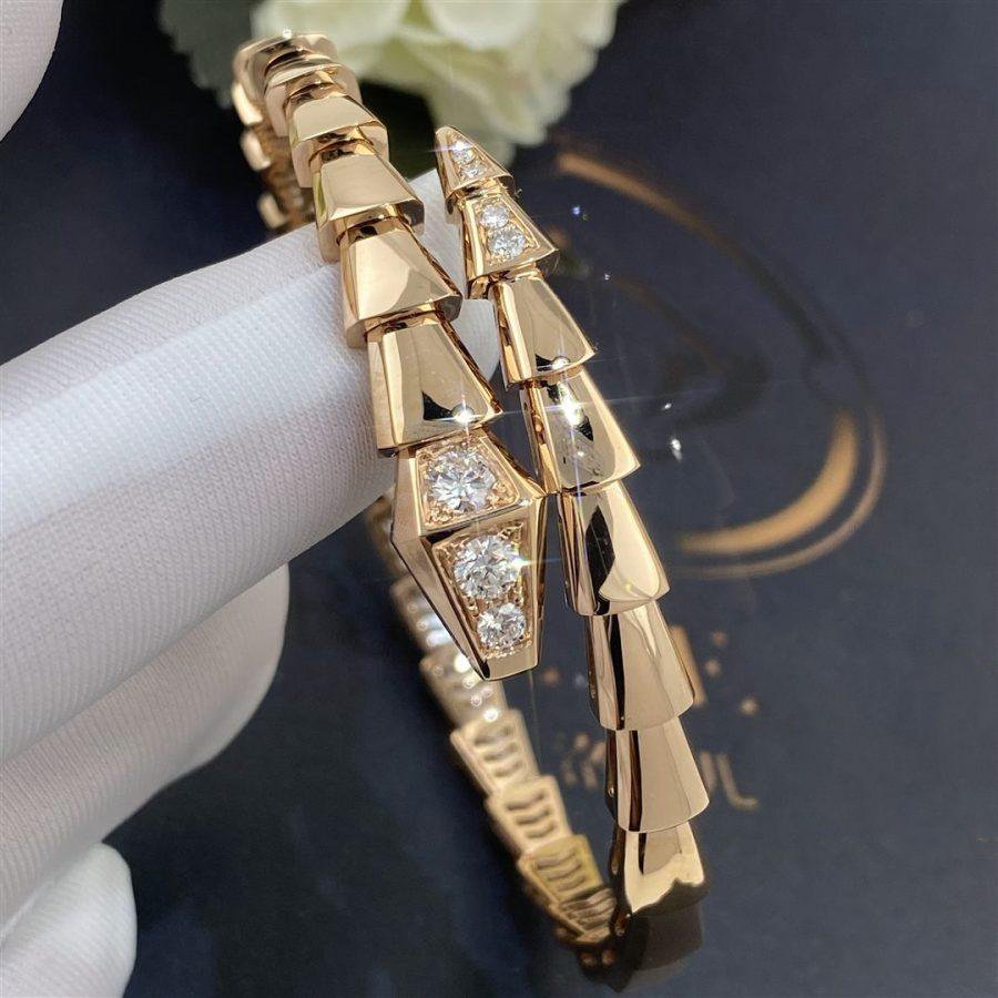 [⭐Aura]SERPENTI BRACELET DIAMONDS PINK GOLD