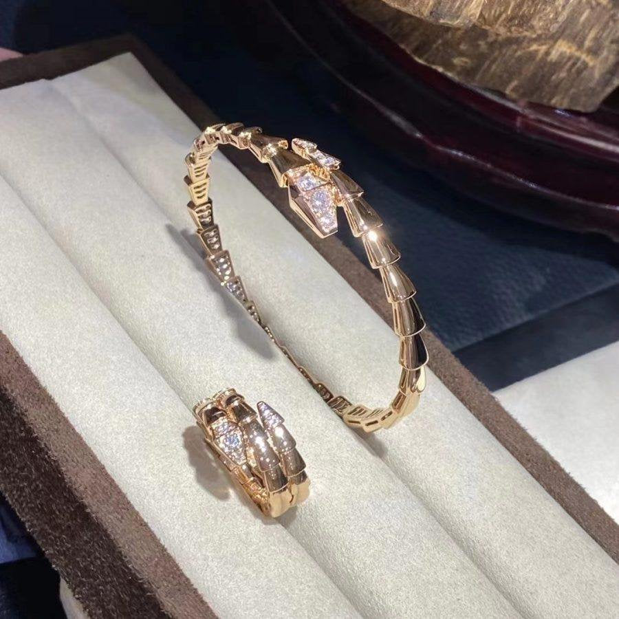 [⭐Aura]SERPENTI BRACELET DIAMONDS PINK GOLD