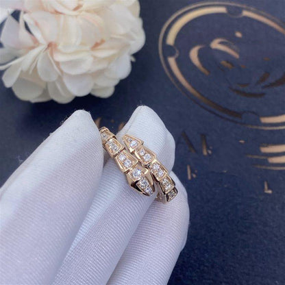 [⭐Aura]SERPENTI RING PINK GOLD DIAMOND PAVED 4MM