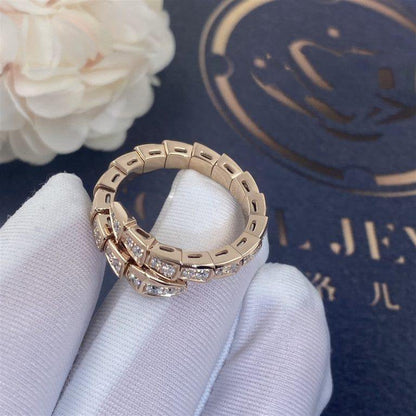 [⭐Aura]SERPENTI RING PINK GOLD DIAMOND PAVED 4MM