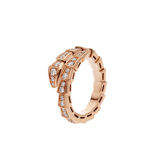 [⭐Aura]SERPENTI RING PINK GOLD DIAMOND PAVED 4MM
